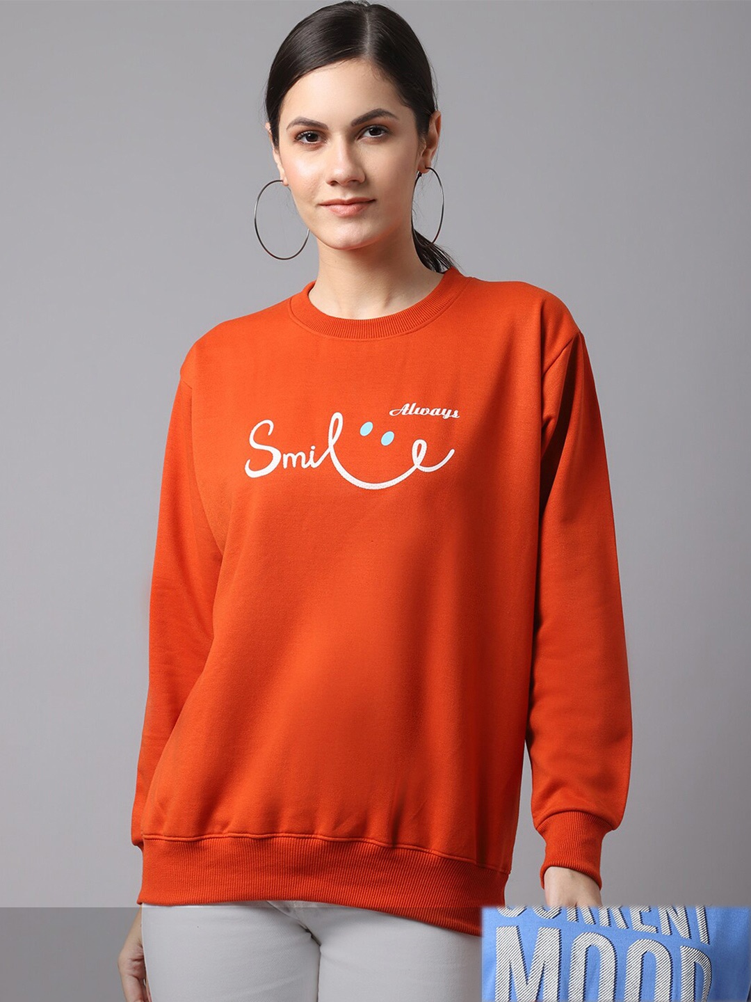 

MACK JONNEY Pack Of 2 Women Orange & Blue Printed Sweatshirt