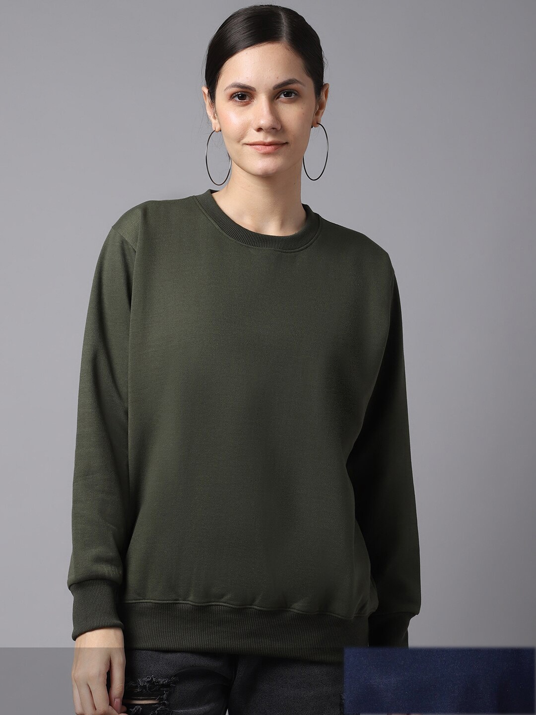

MACK JONNEY Women Pack of 2 Black & Olive Green Sweatshirt