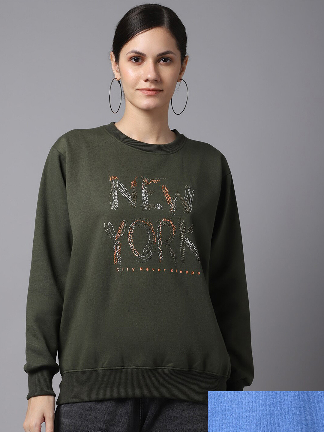 

VIMAL JONNEY Women Pack of 2 Blue & Olive Green Printed Sweatshirt