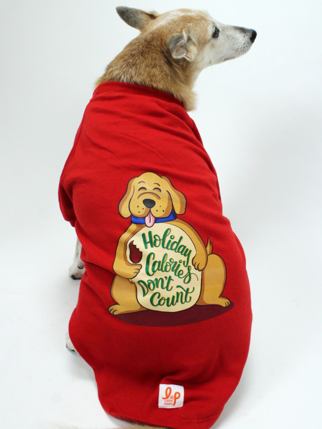 LANA PAWS Red & Brown Printed Dog Cotton Sweatshirt