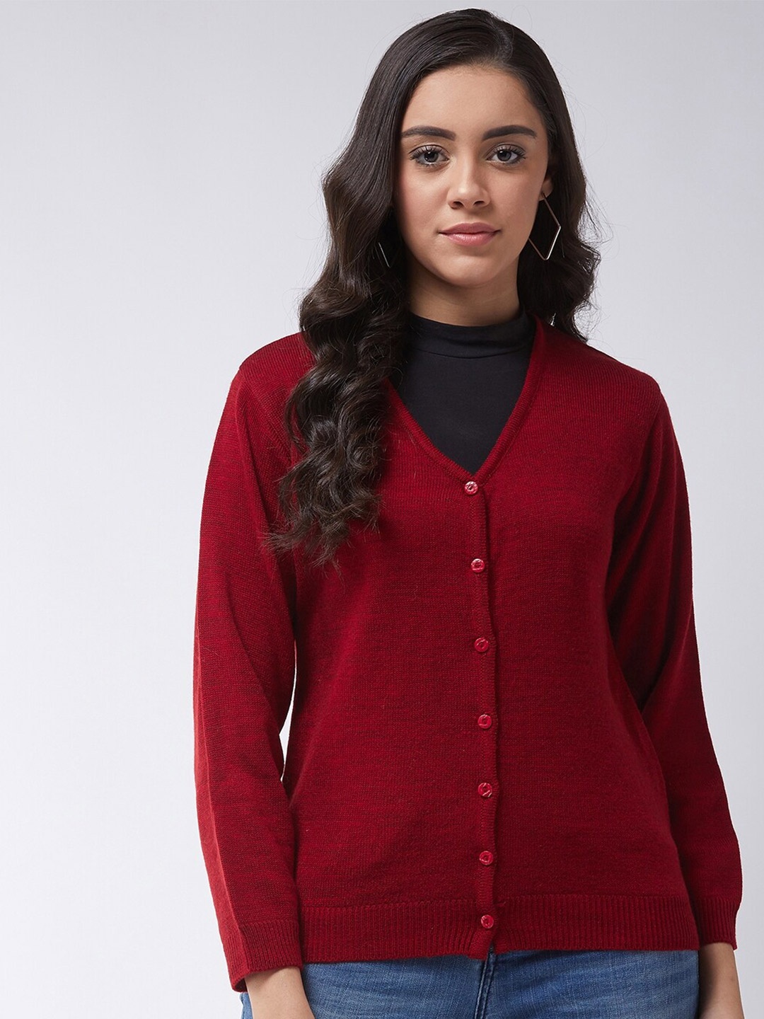 

Modeve Women Maroon Cardigan Casual Sweater