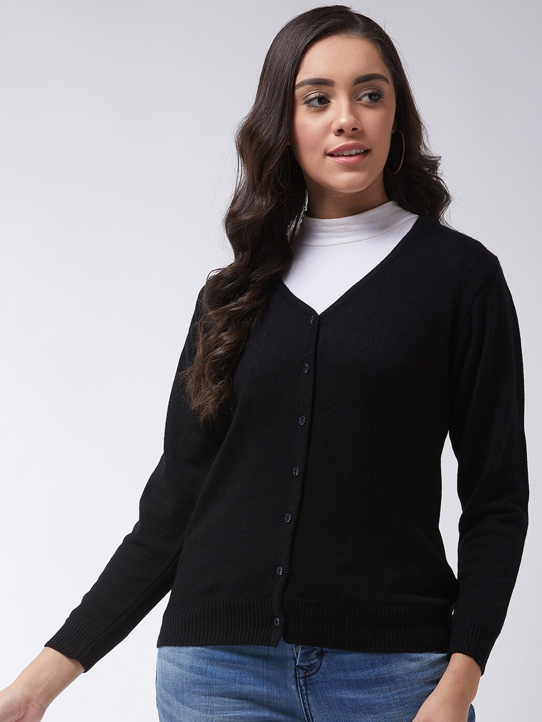 

Modeve Women Black Acrylic Cardigan