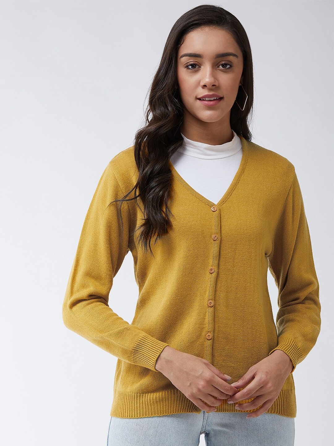 

Modeve Women Mustard Cardigan Sweater