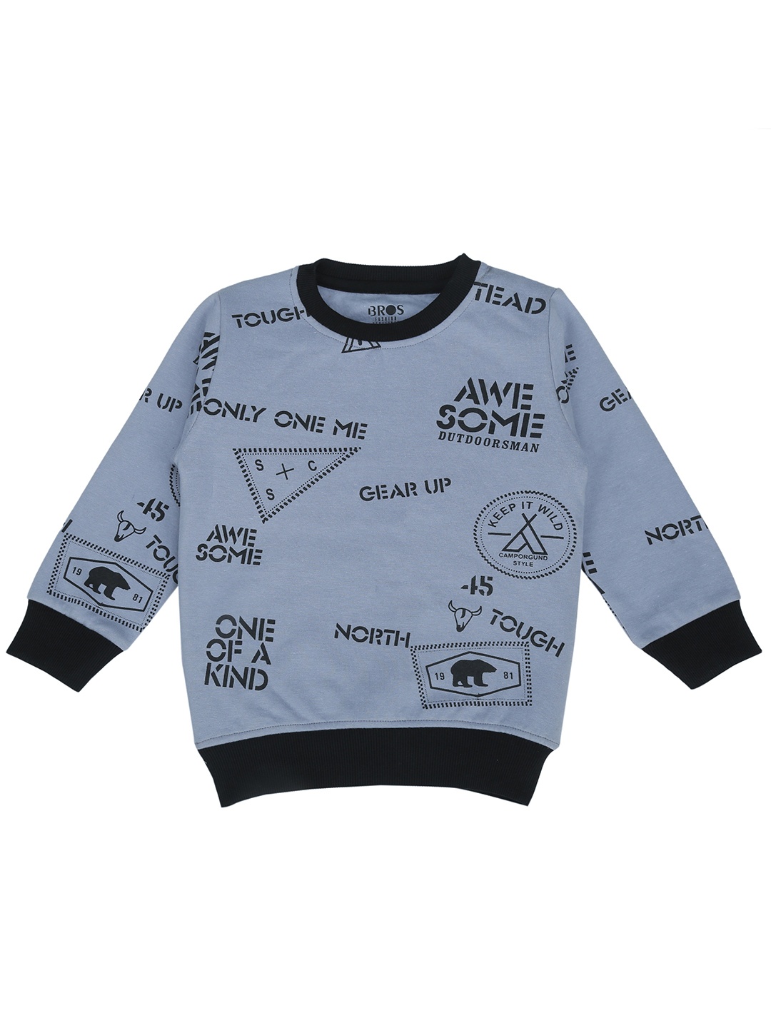 

3BROS Unisex Kids Charcoal Printed Sweatshirt