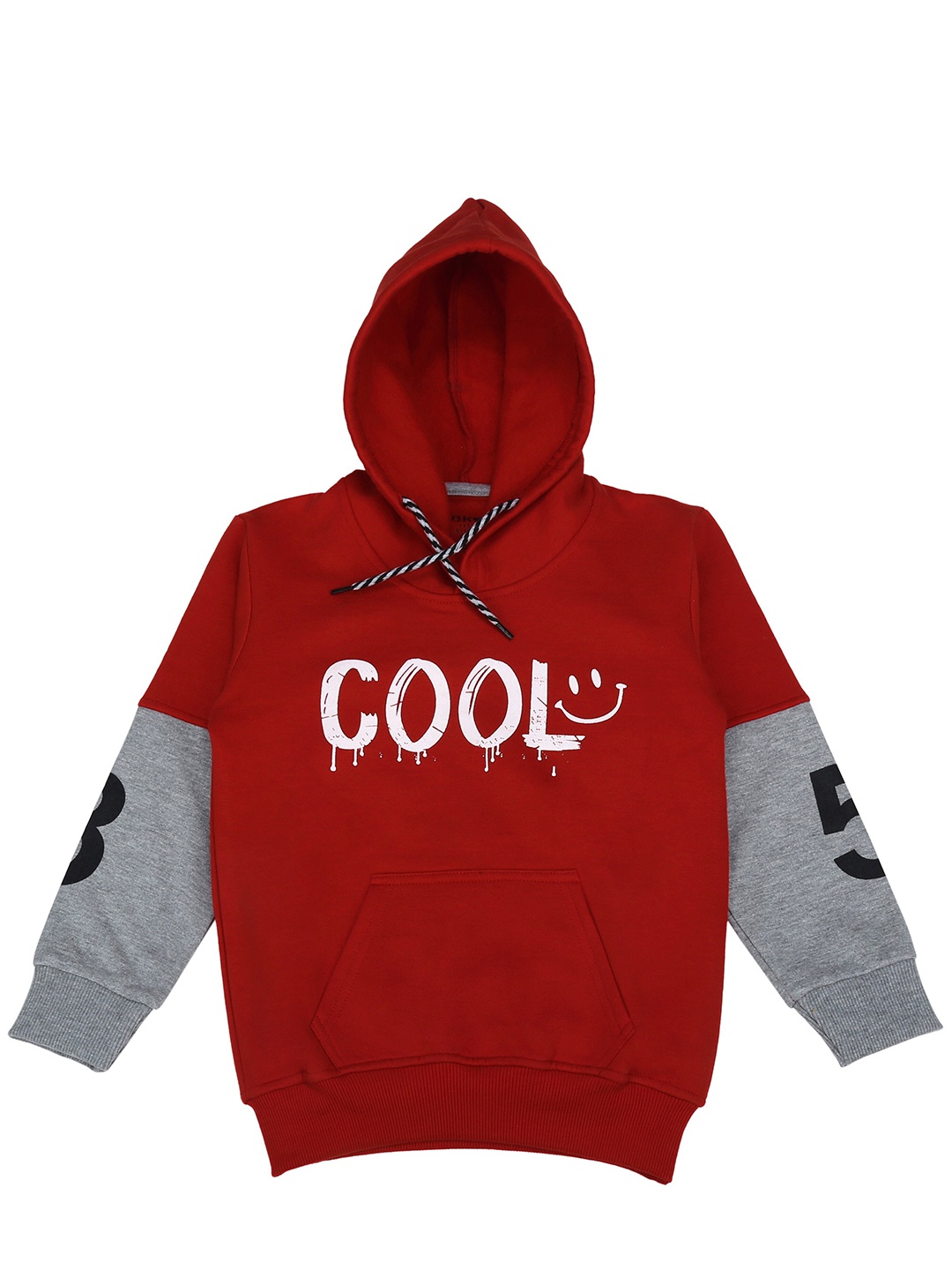 

3BROS Kids Red Printed Hooded Sweatshirt