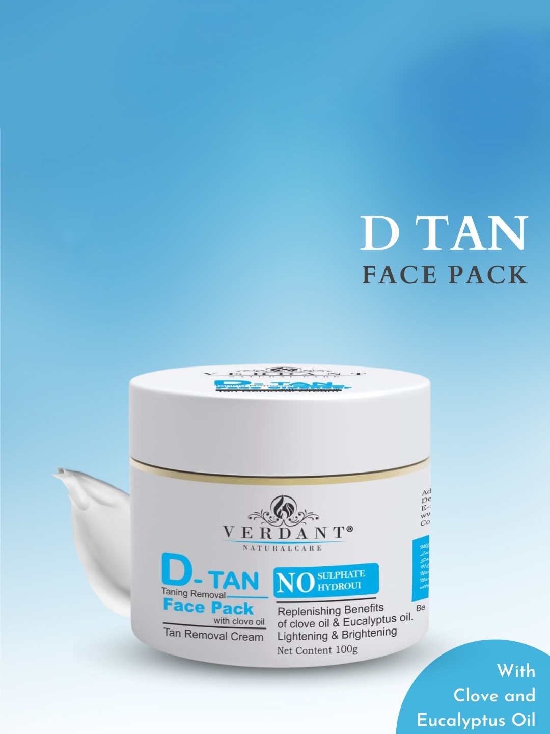 

Verdant Natural Care D-Tan and Tan Removal Face Pack 100g, Na