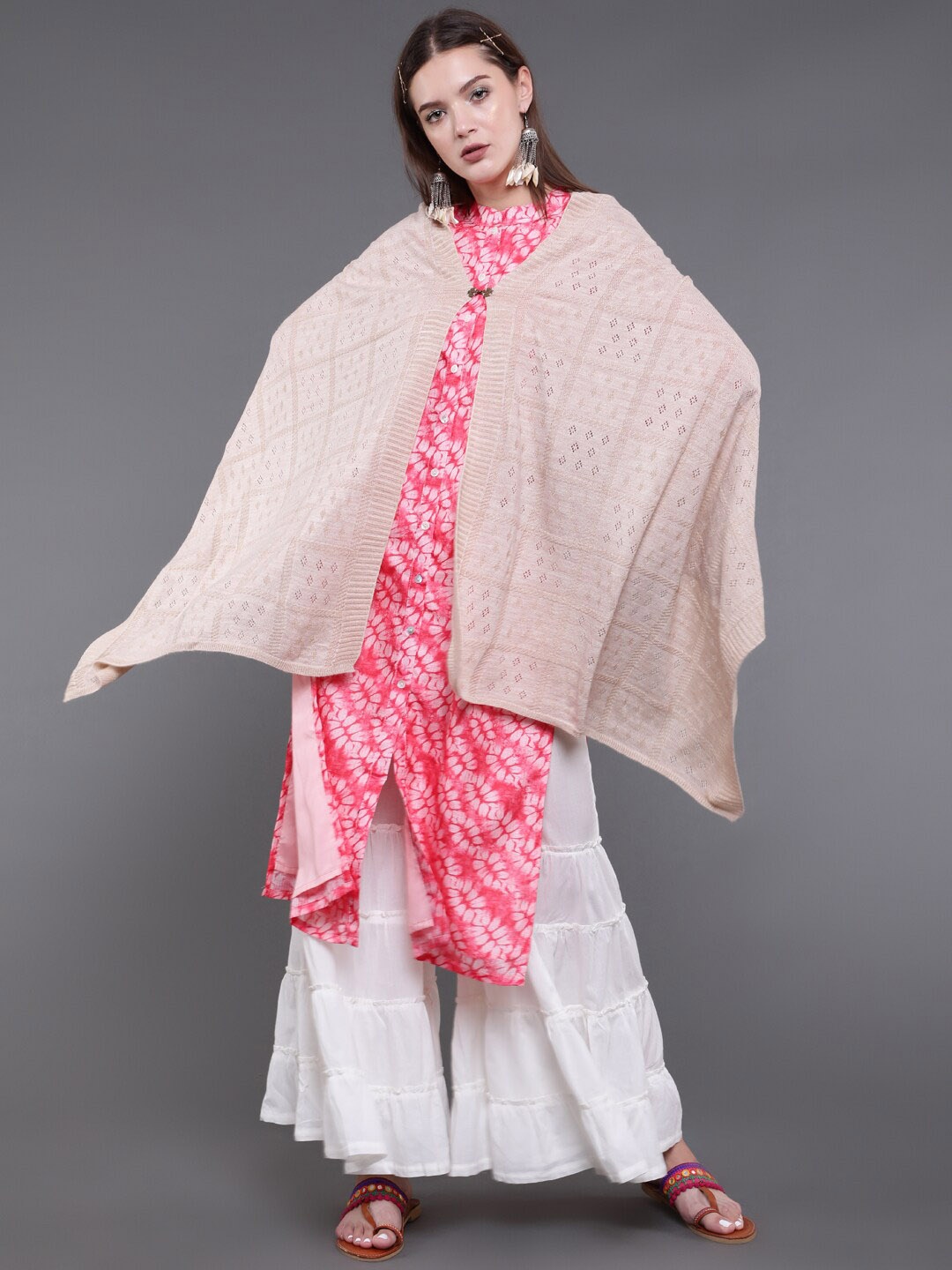 

saubhagya Women Camel Brown Self Design Shawl