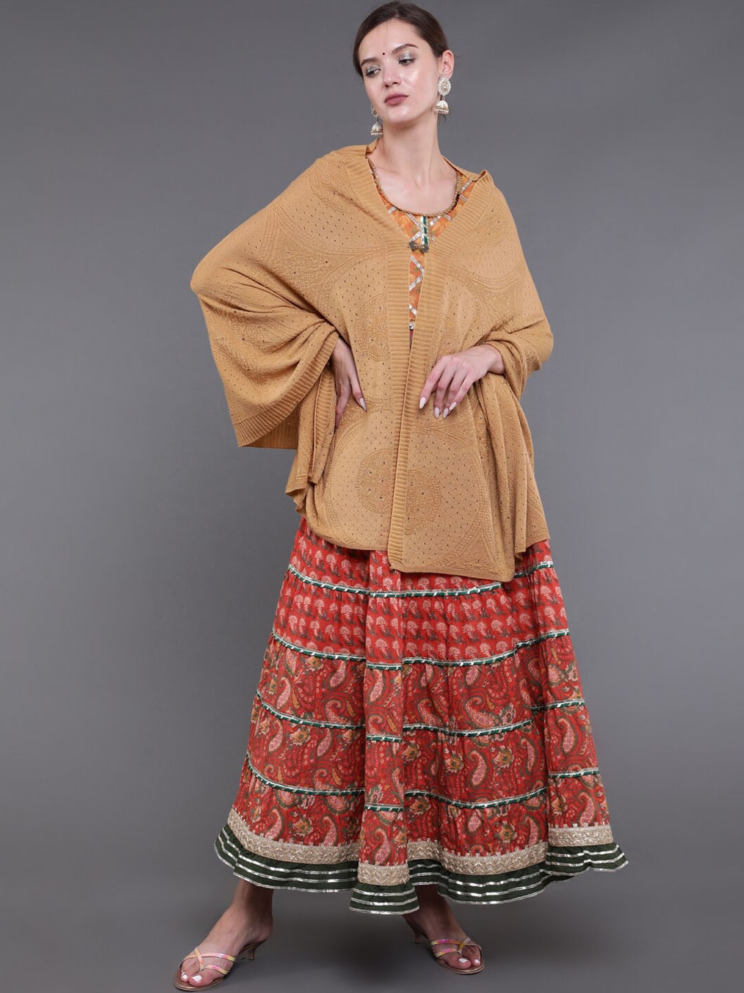 

saubhagya Women Mustard Yellow Solid Shawl