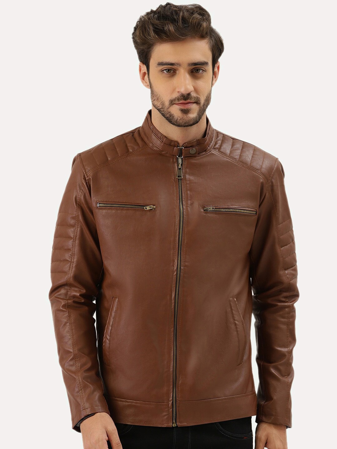 

Leather Retail Men Brown Biker Jacket