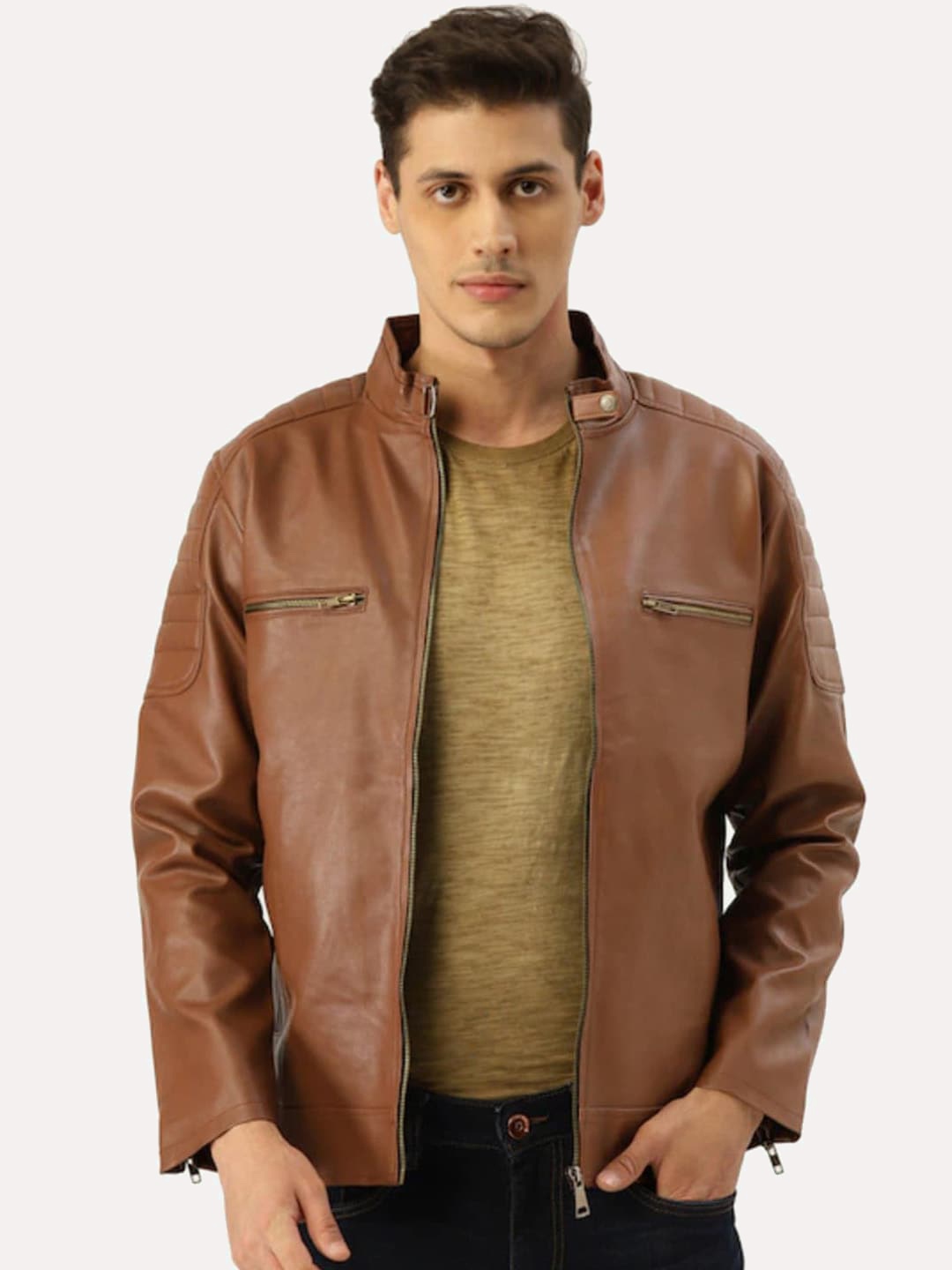 

Leather Retail Men Brown Outdoor Biker Jacket