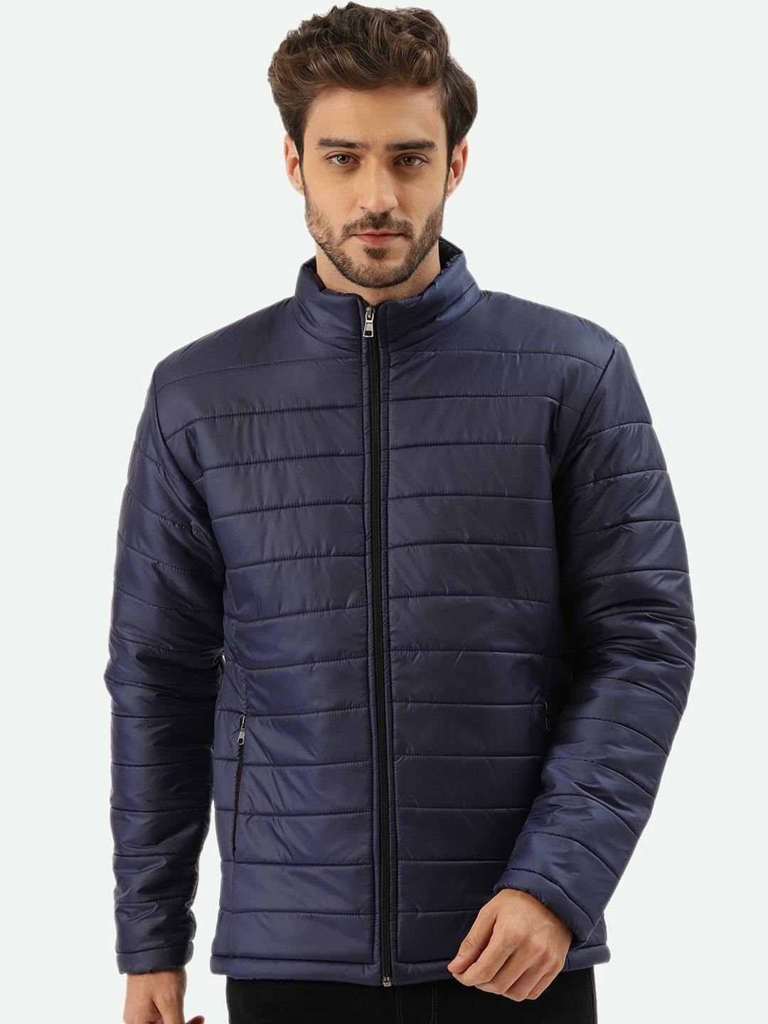 

Leather Retail Men Blue Lightweight Outdoor Padded Jacket