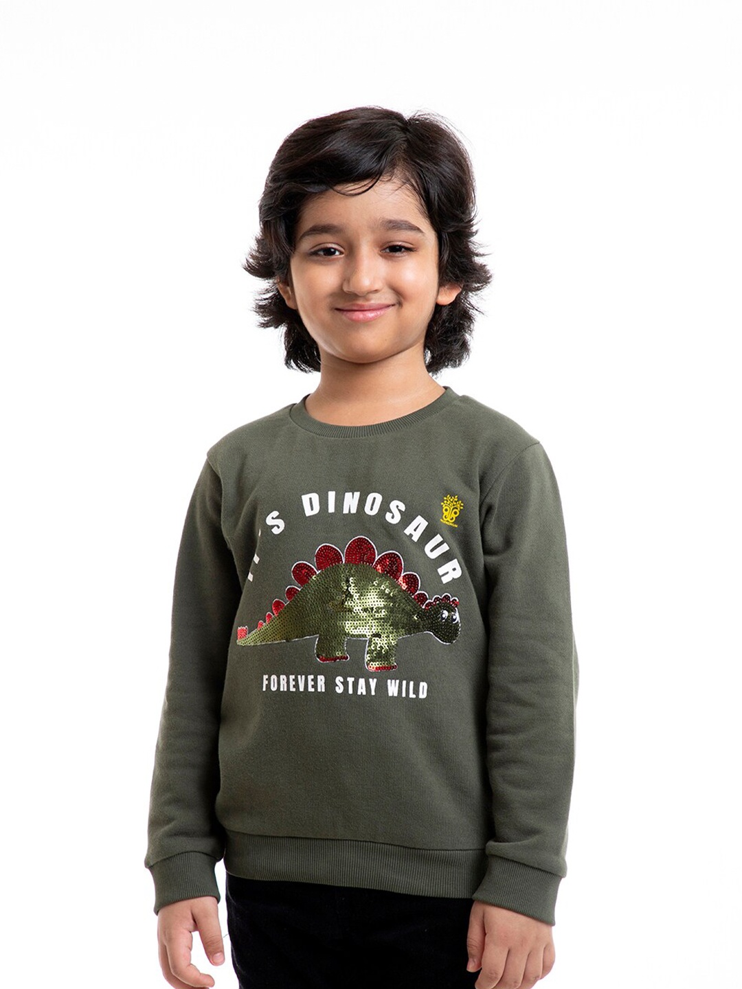 

BYB PREMIUM Boys Olive Green Printed Sweatshirt