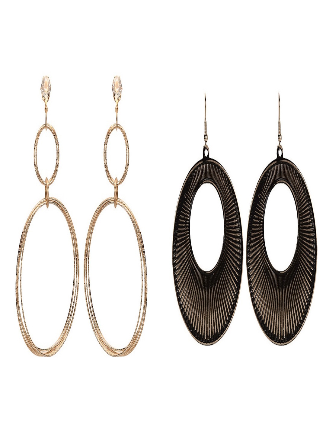 

CHOCOZONE Girls Set Of 2 Gold-Toned Alloy Contemporary Drop Earrings
