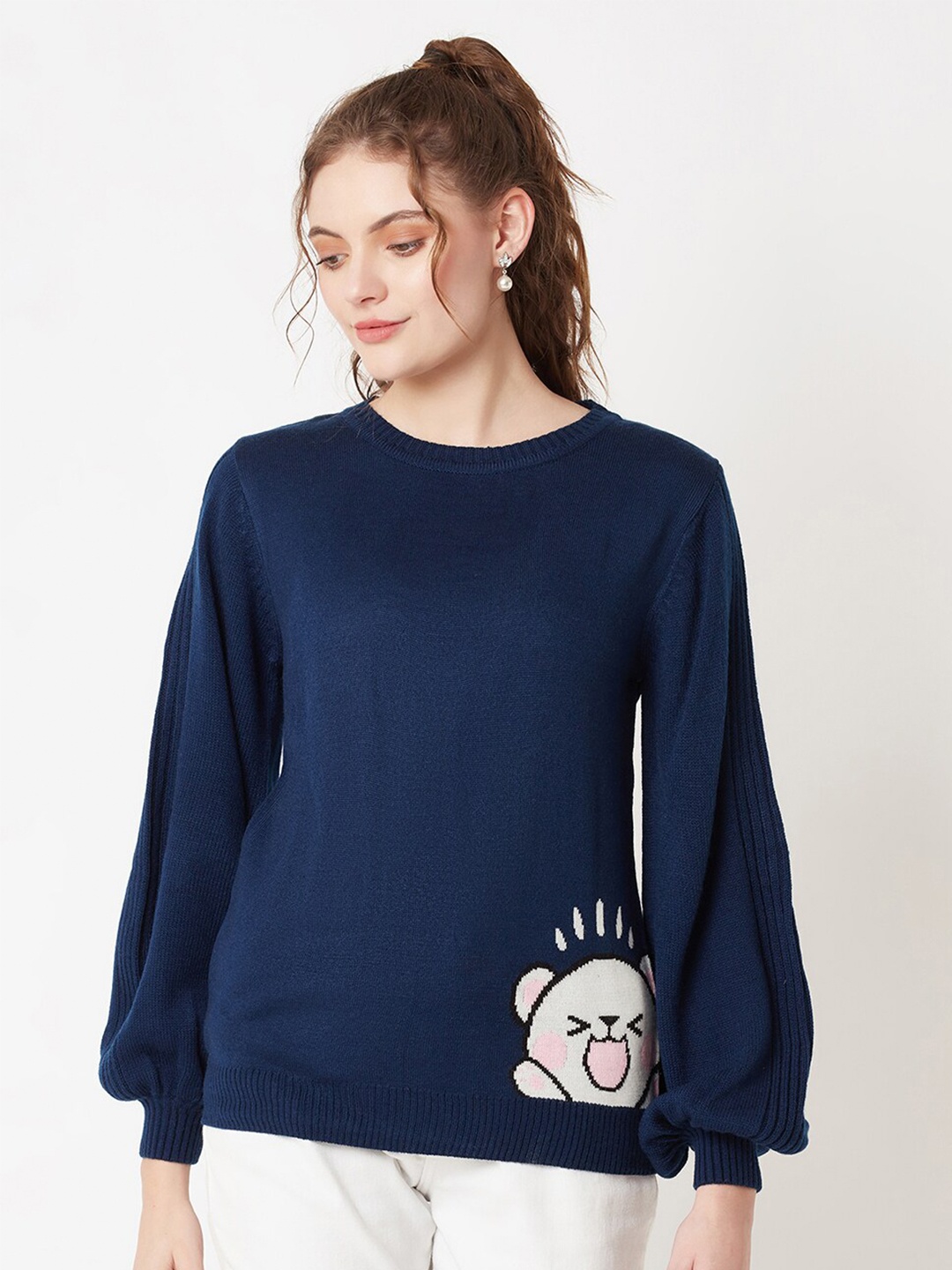 

Miramor Women Blue & White Pullover