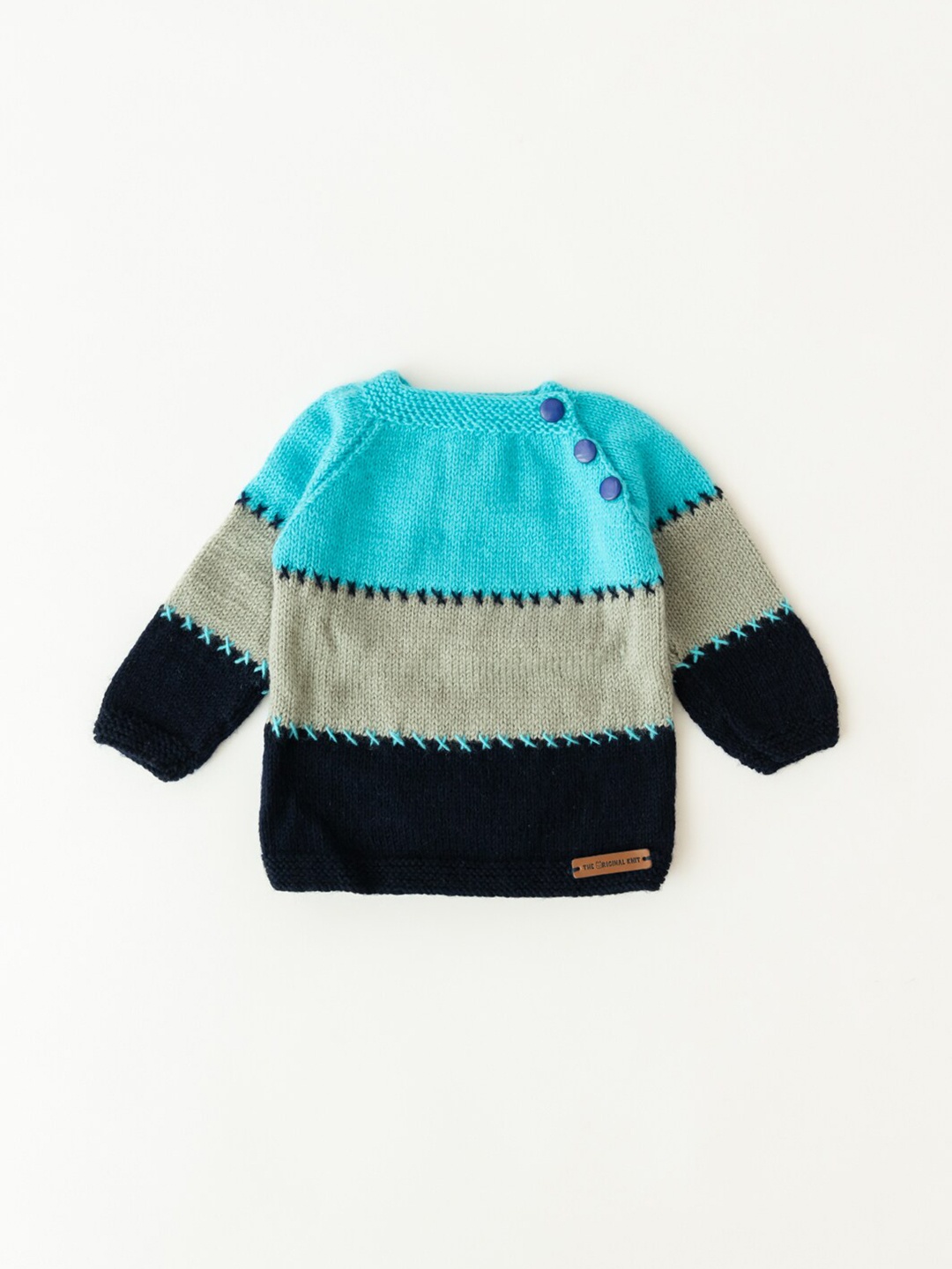 

The Original Knit Unisex Kids Blue & Grey Colourblocked Pullover
