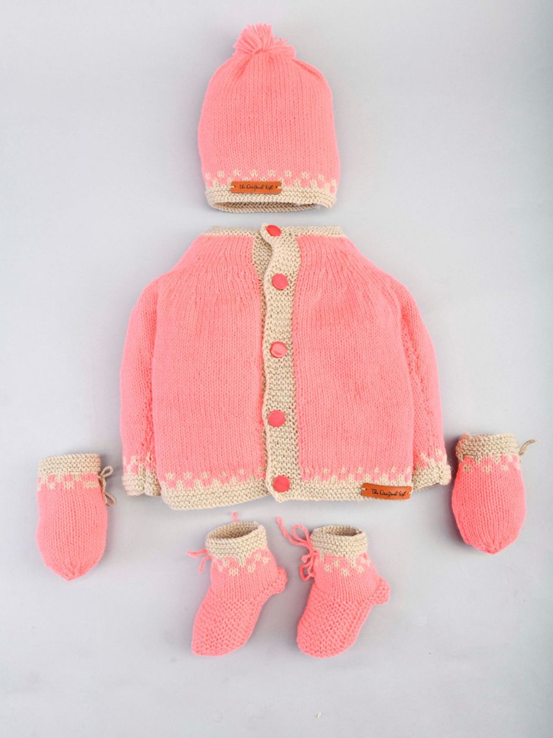 

The Original Knit Unisex Kids Pink & Beige Cardigan