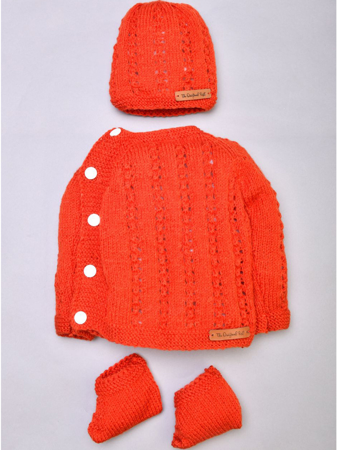 

The Original Knit Unisex Kids Orange Cable Knit Cardigan