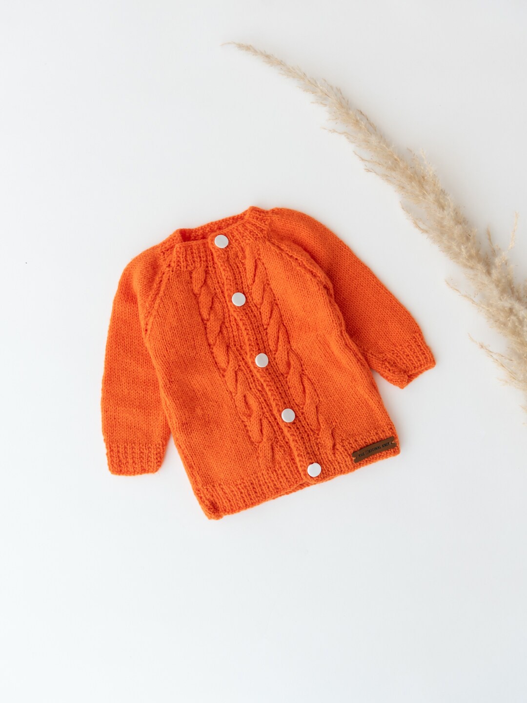 

The Original Knit Unisex Kids Orange Cable Knit Cardigan