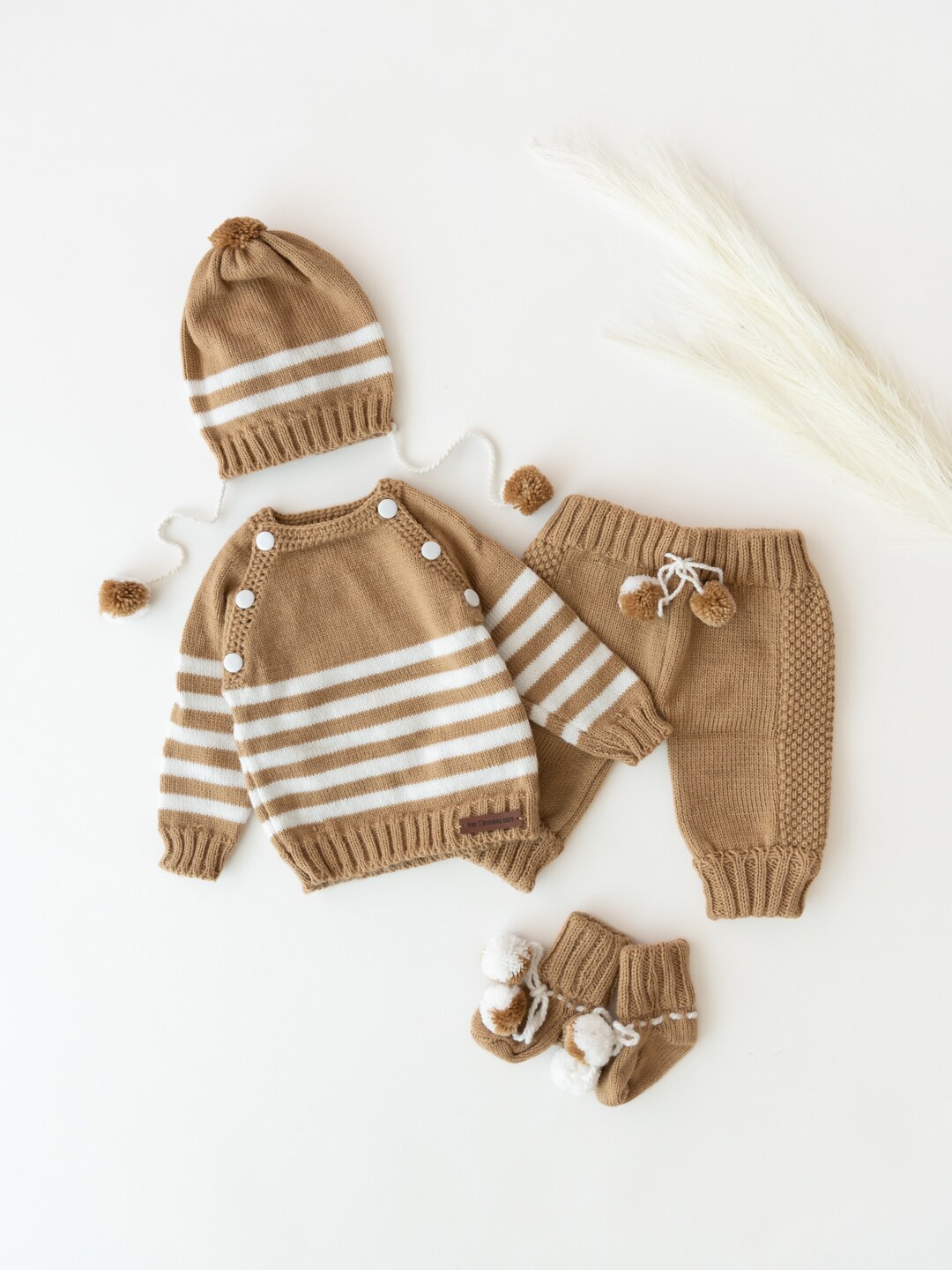 

The Original Knit Kids Brown & White Striped Clothing Set