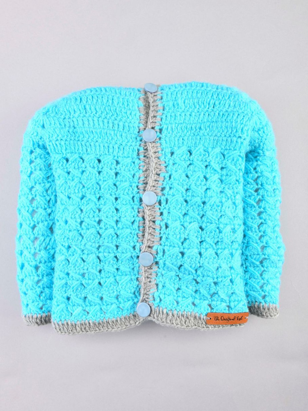 

The Original Knit Kids Blue & Grey Open Knit Cardigan
