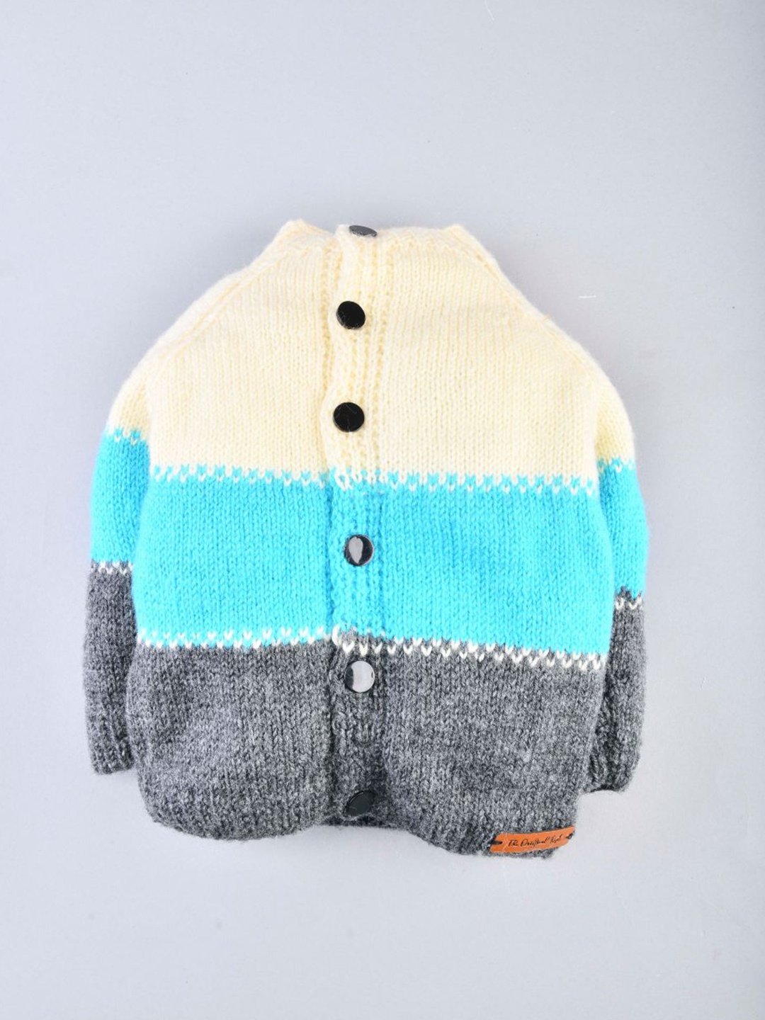 

The Original Knit Blue & Cream-Coloured Colourblocked Acrylic Cardigan