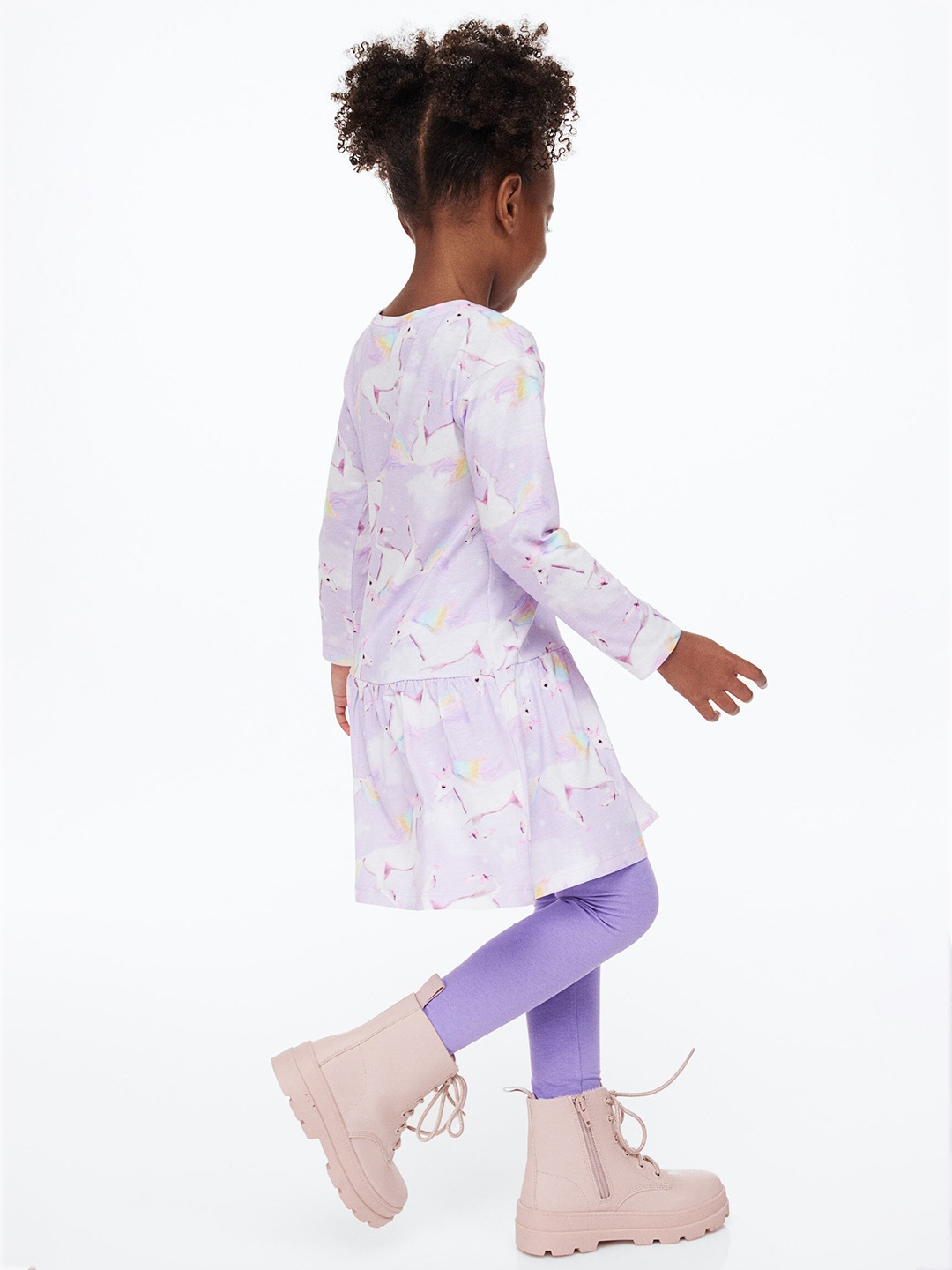

H&M Girls Lavender & White 2-Piece Printed Cotton Jersey Set