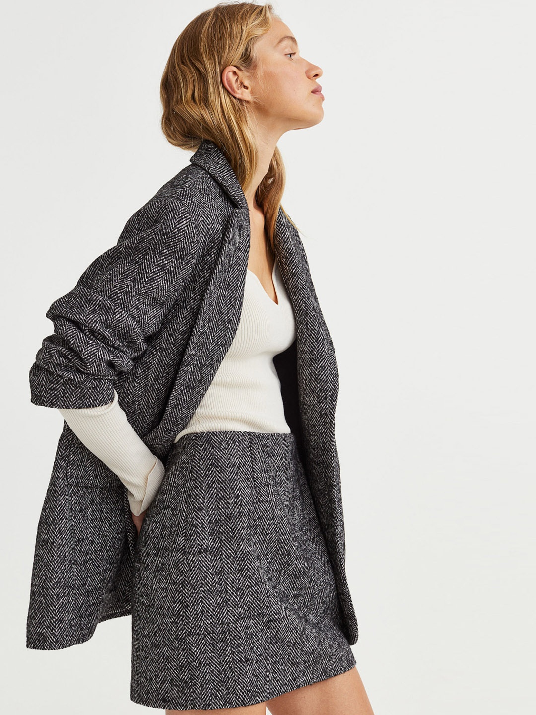 

H&M Women Self-Design Mini Skirt, Grey