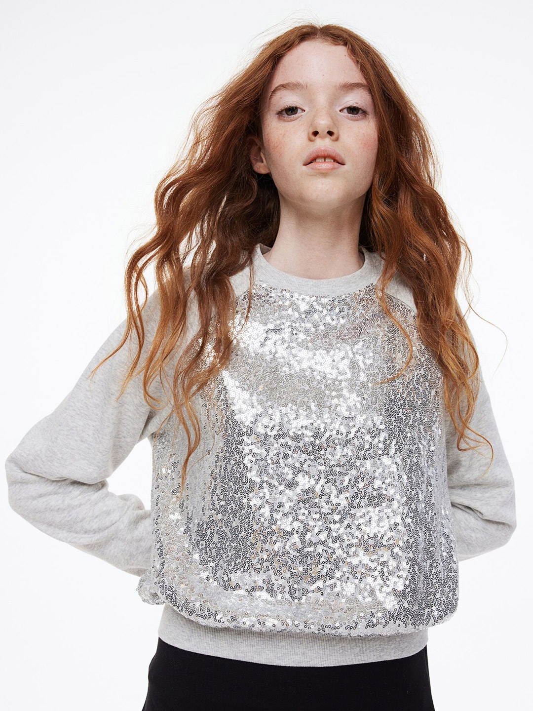 

H&M Girls Grey Embellished Sweatshirt
