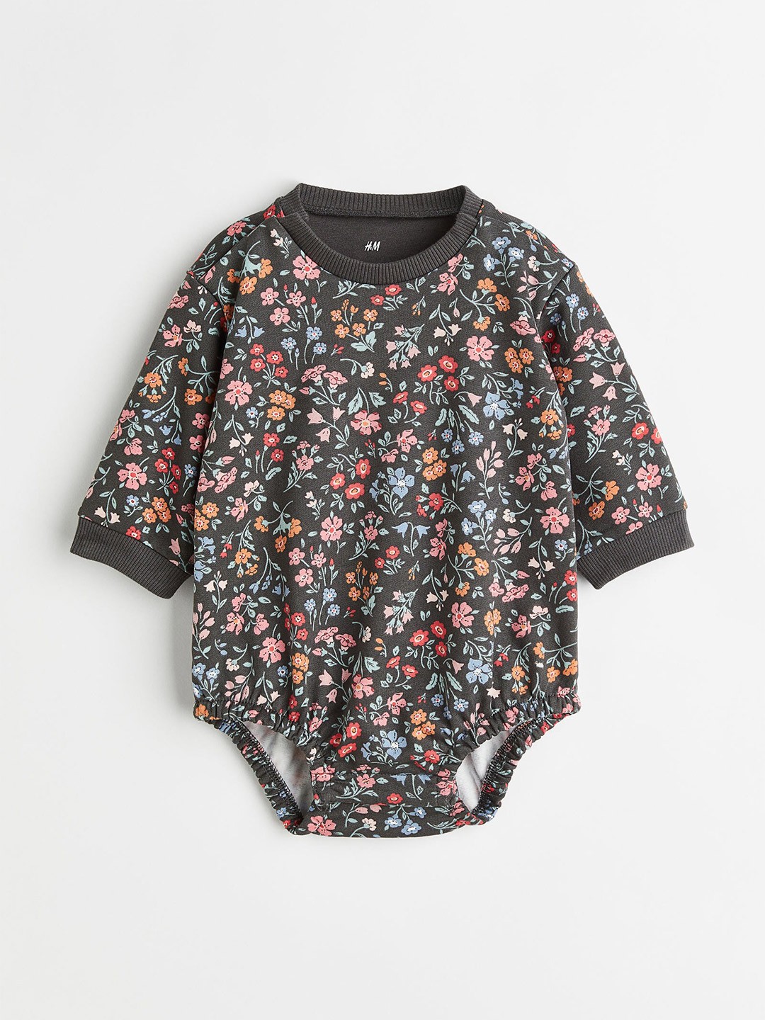 

H&M Infant Boys Charcoal Grey & Blue Printed Cotton Romper