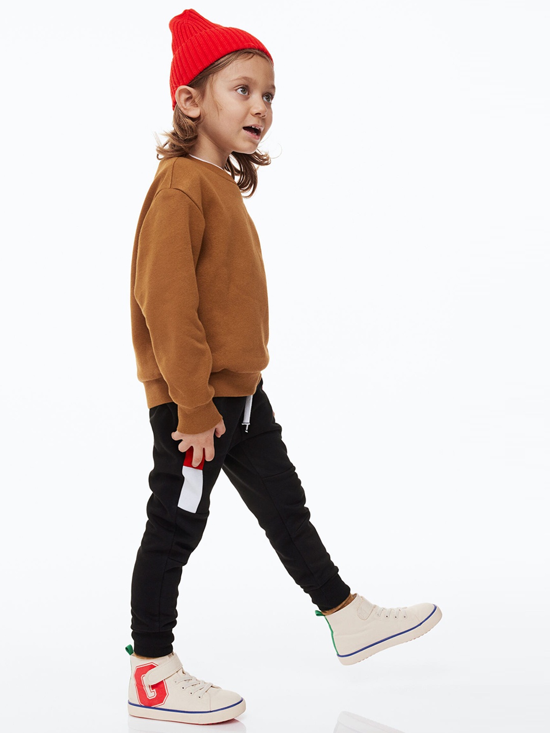 

H&M Boys Black & Red Side Striped Joggers