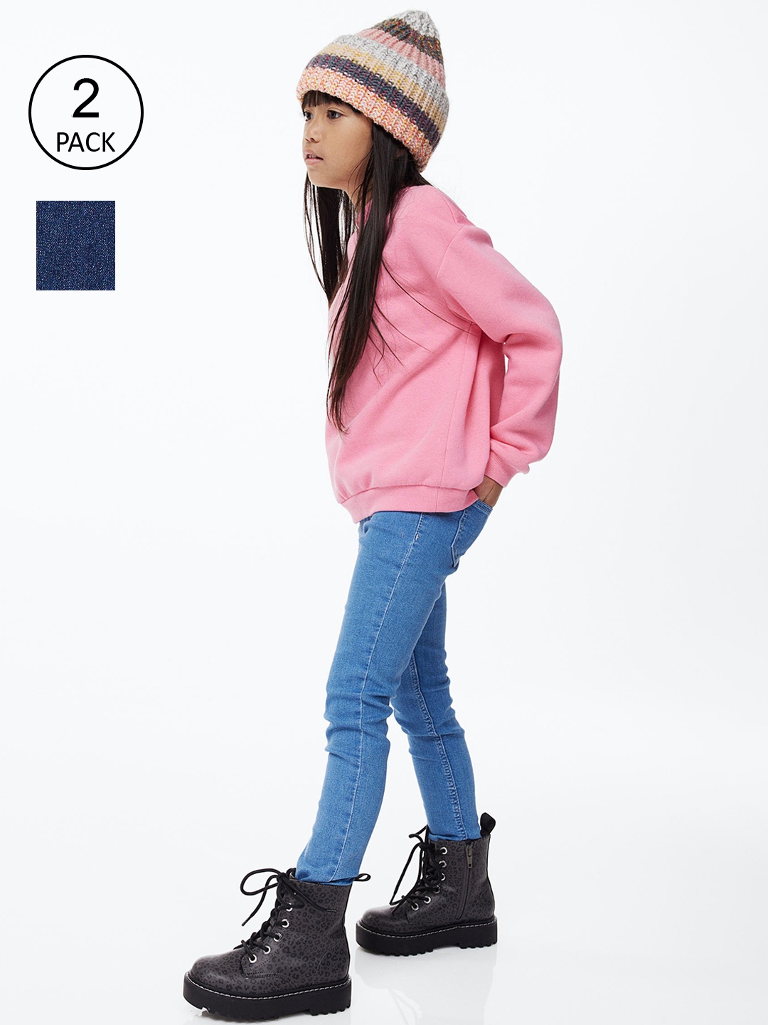 

H&M Girls 2-Pack Stretchable Skinny Fit Lined Jeans, Blue