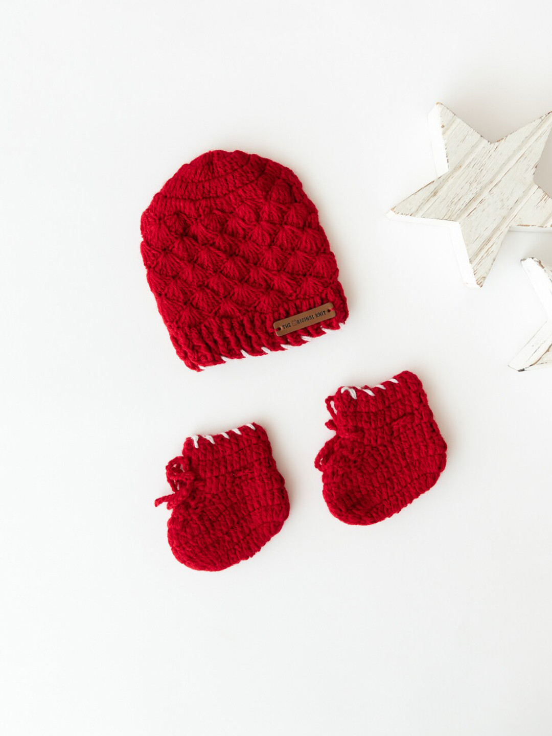 

The Original Knit Kids Red Beanie With Booties