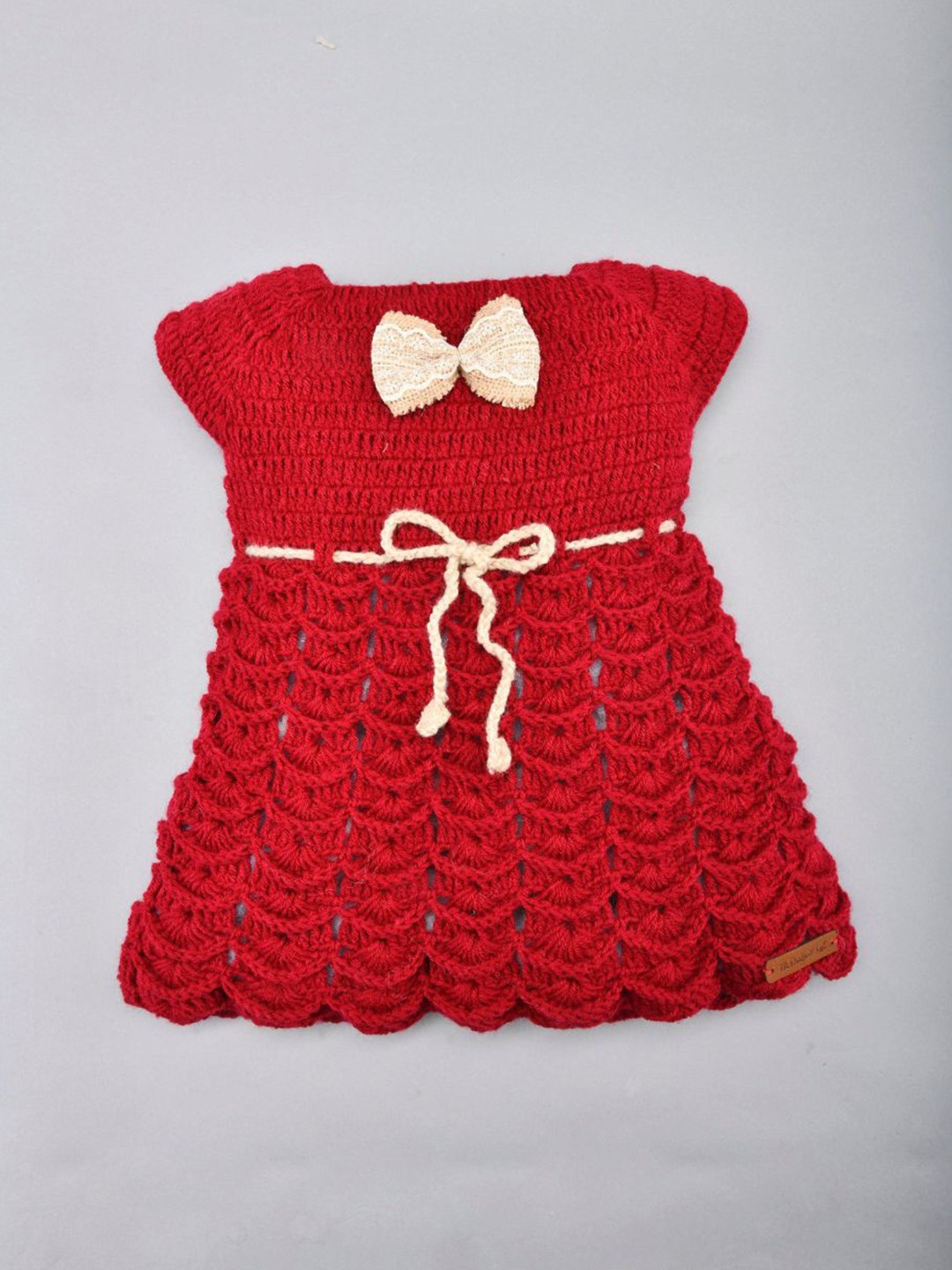 

The Original Knit Maroon Bow Embellished Mini Dress