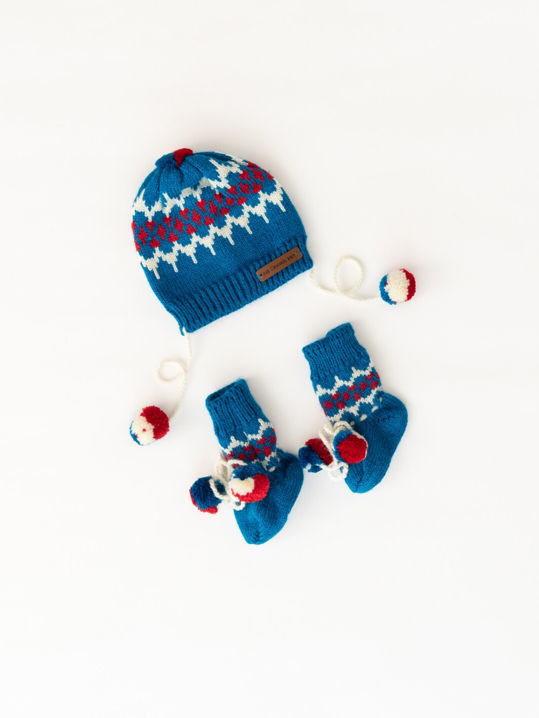

The Original Knit Kids Set of 2 Blue & White Socks & Beanie Cap
