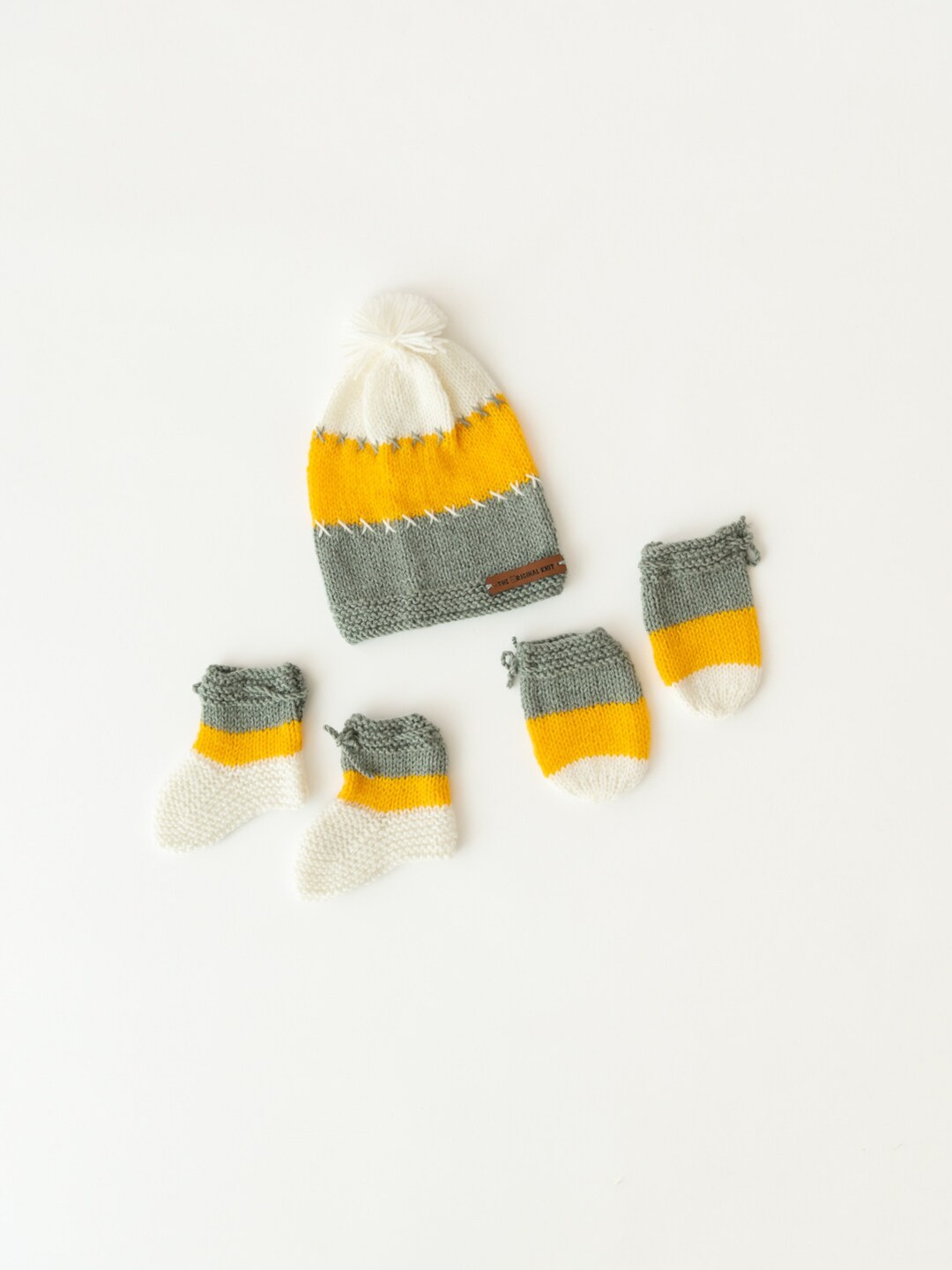 

The Original Knit Unisex Kids Yellow & White Beanie