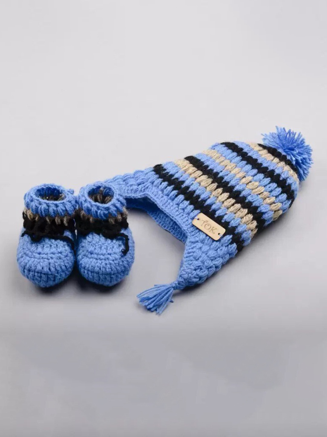

The Original Knit Unisex Kids Blue & Black Self-Design Beanie