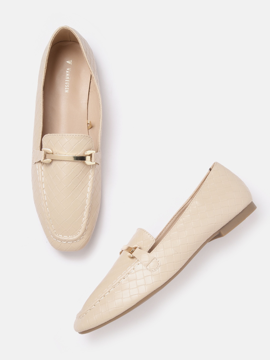 

Van Heusen Woman Textured Horsebit Loafers, Beige