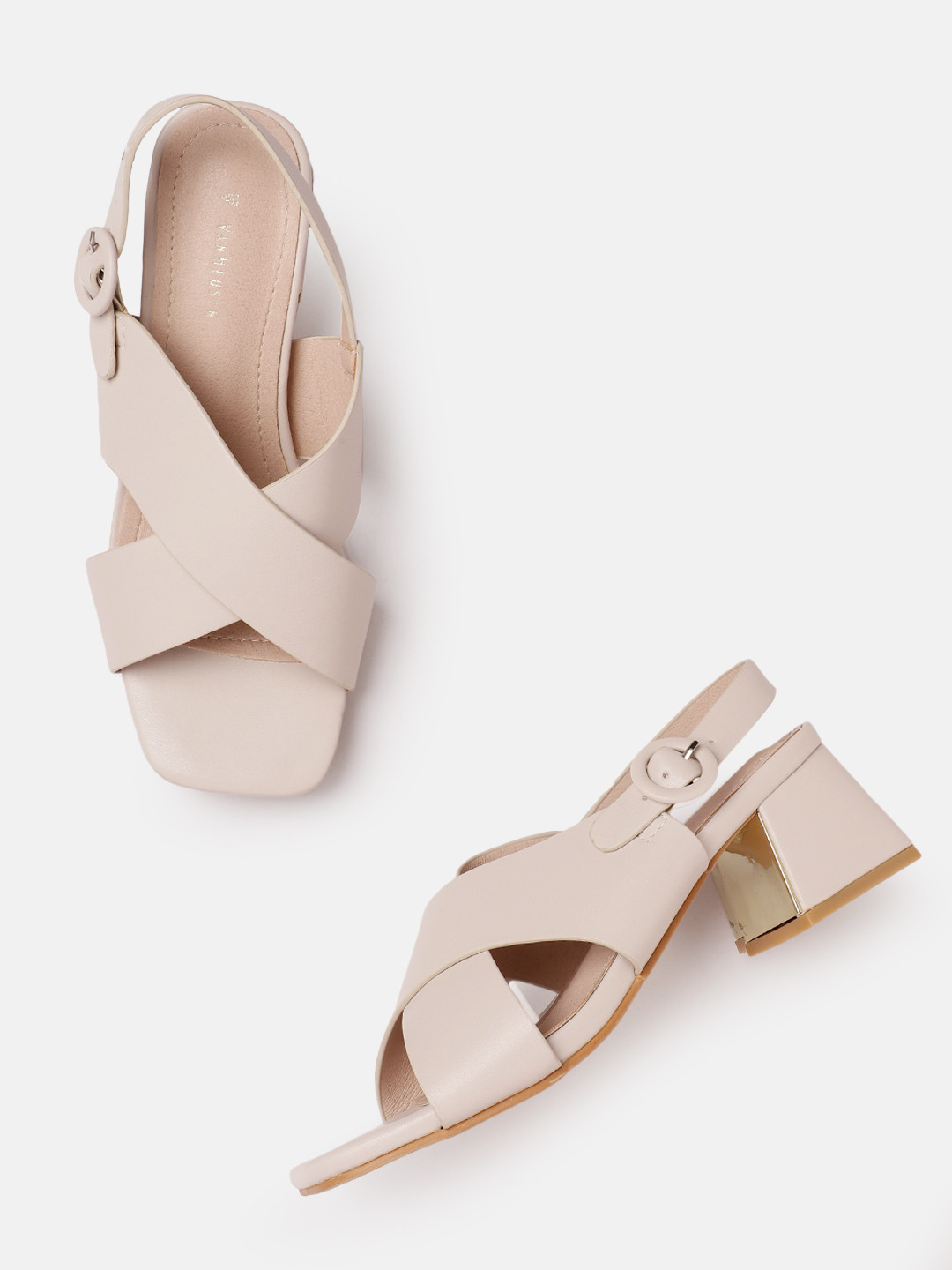 

Van Heusen Woman Cross Straps Block Heels, Off white