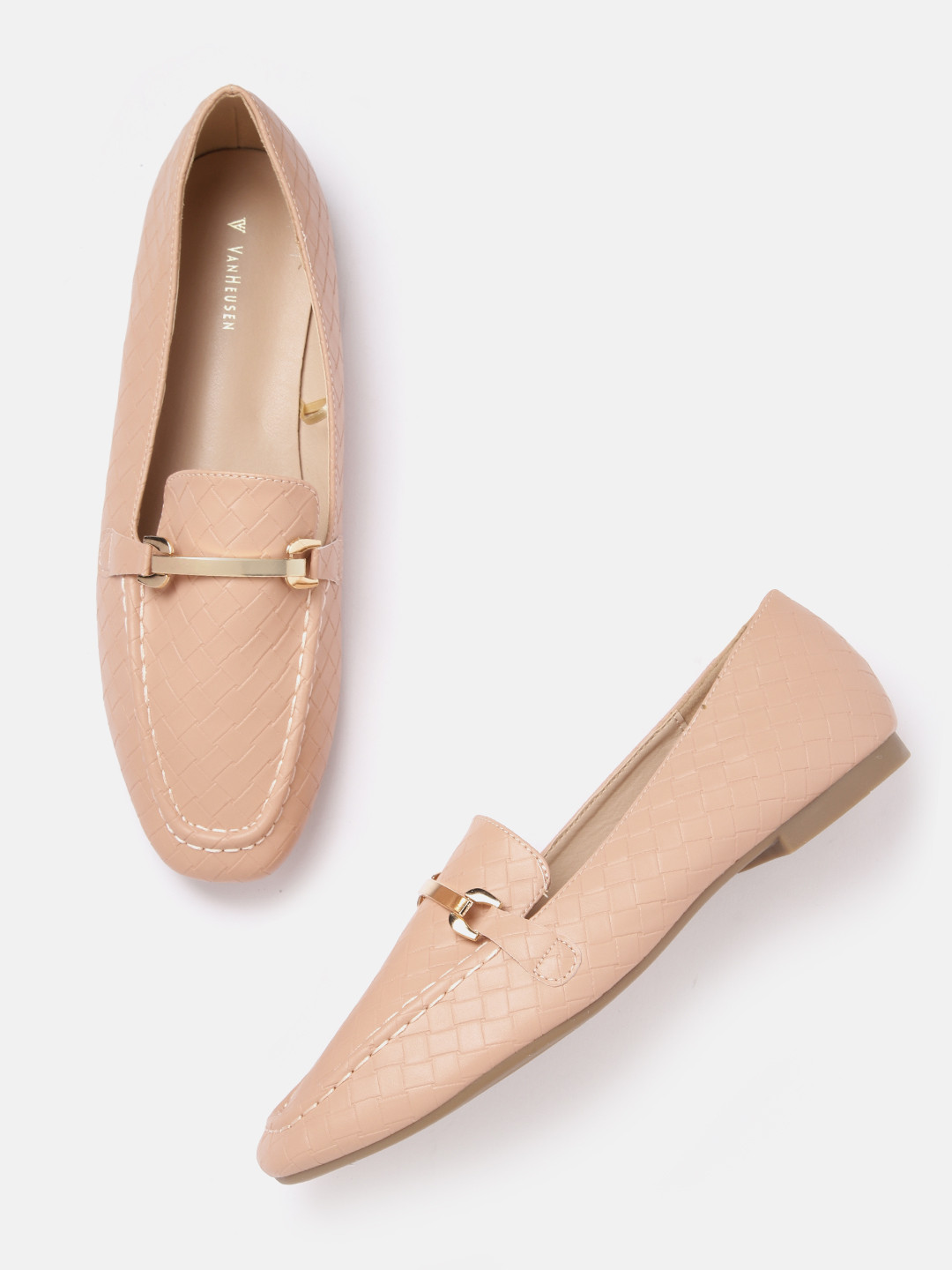 

Van Heusen Woman Woven Design Horse Bit Loafers, Rose
