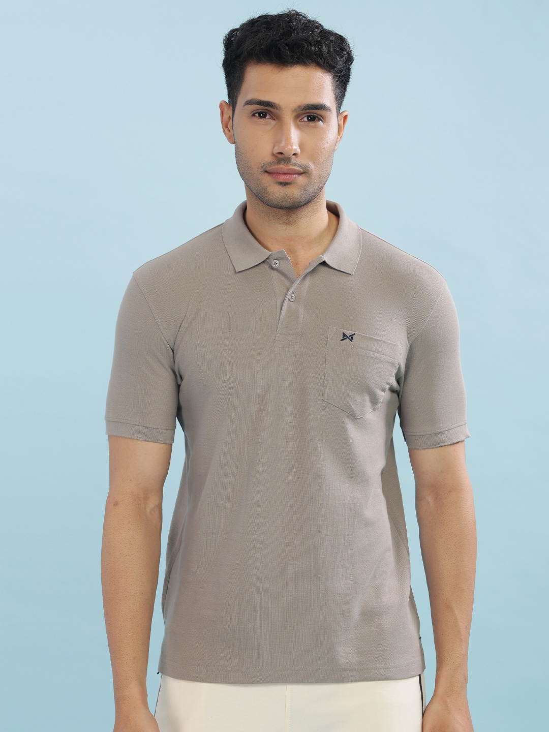 

Force NXT Men Solid Polo Collar Super Combed Cotton T-shirt, Grey