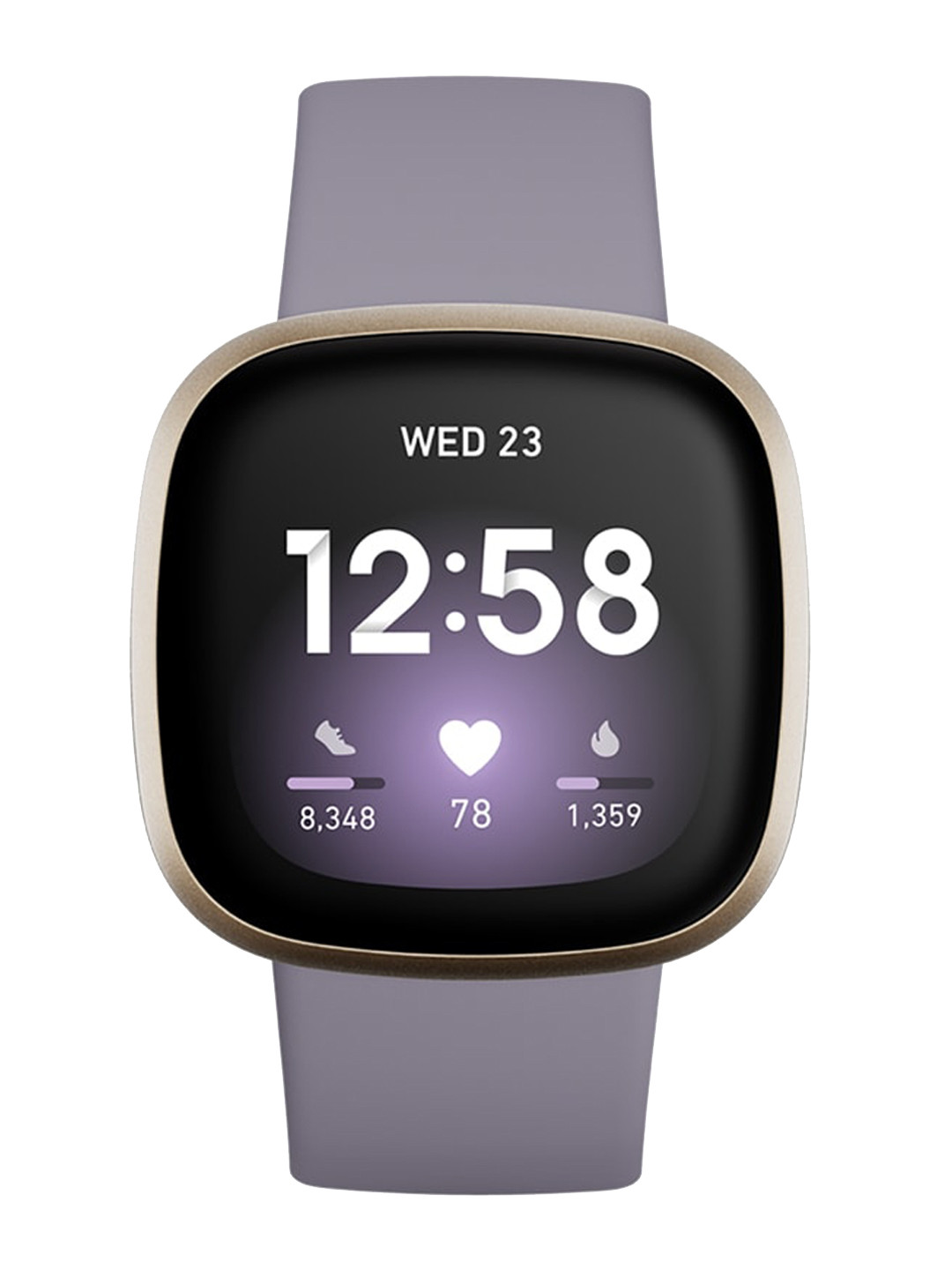 

Fitbit Versa 3 Fitness Smartwatch with GPS + BT Calling + Alexa-Blt-in + Thistle Softgold, Purple