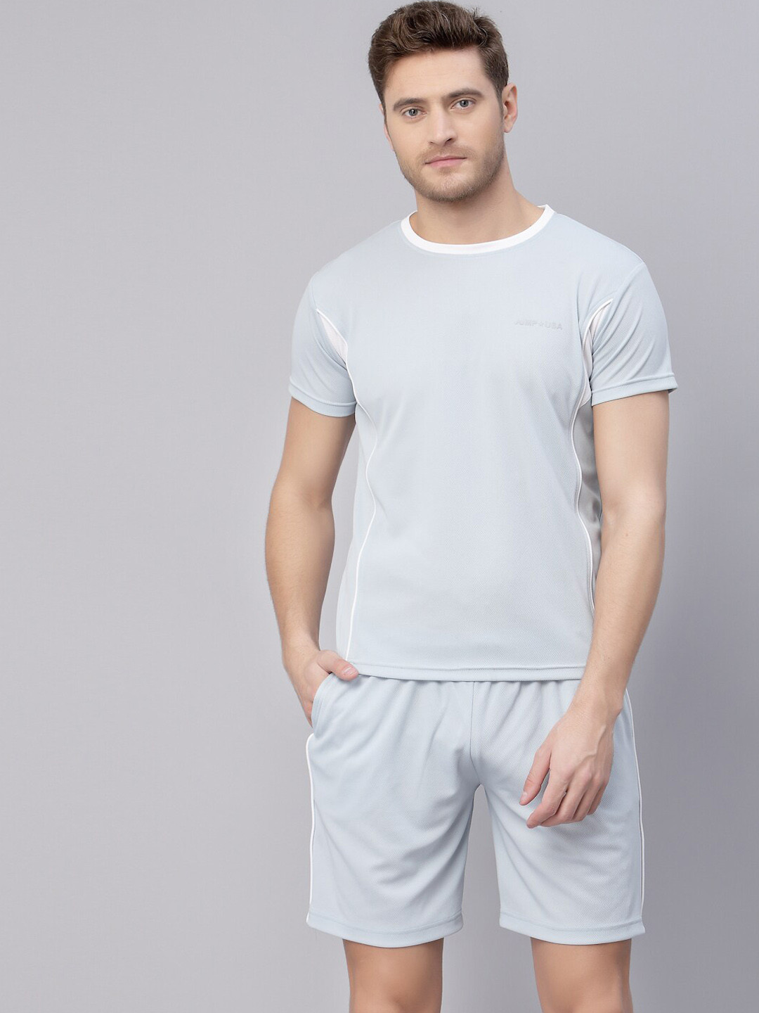 

JUMP USA Men Blue And White Solid Co-Ord Set