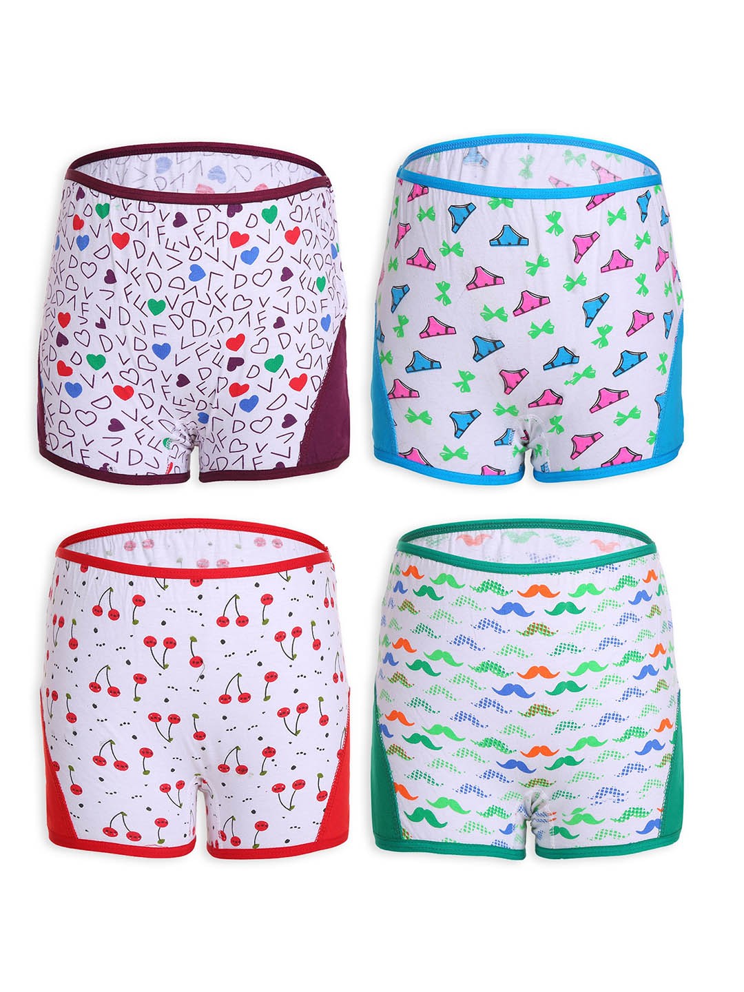

SMARTERKIDS Girls Pack Of 4 Assorted Conversational Printed Shorts
