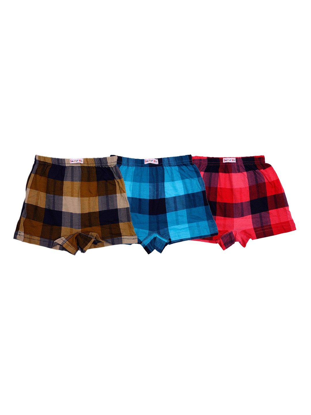 

SMARTERKIDS Unisex Kids Assorted 3 Checked Pure Cotton Shorts