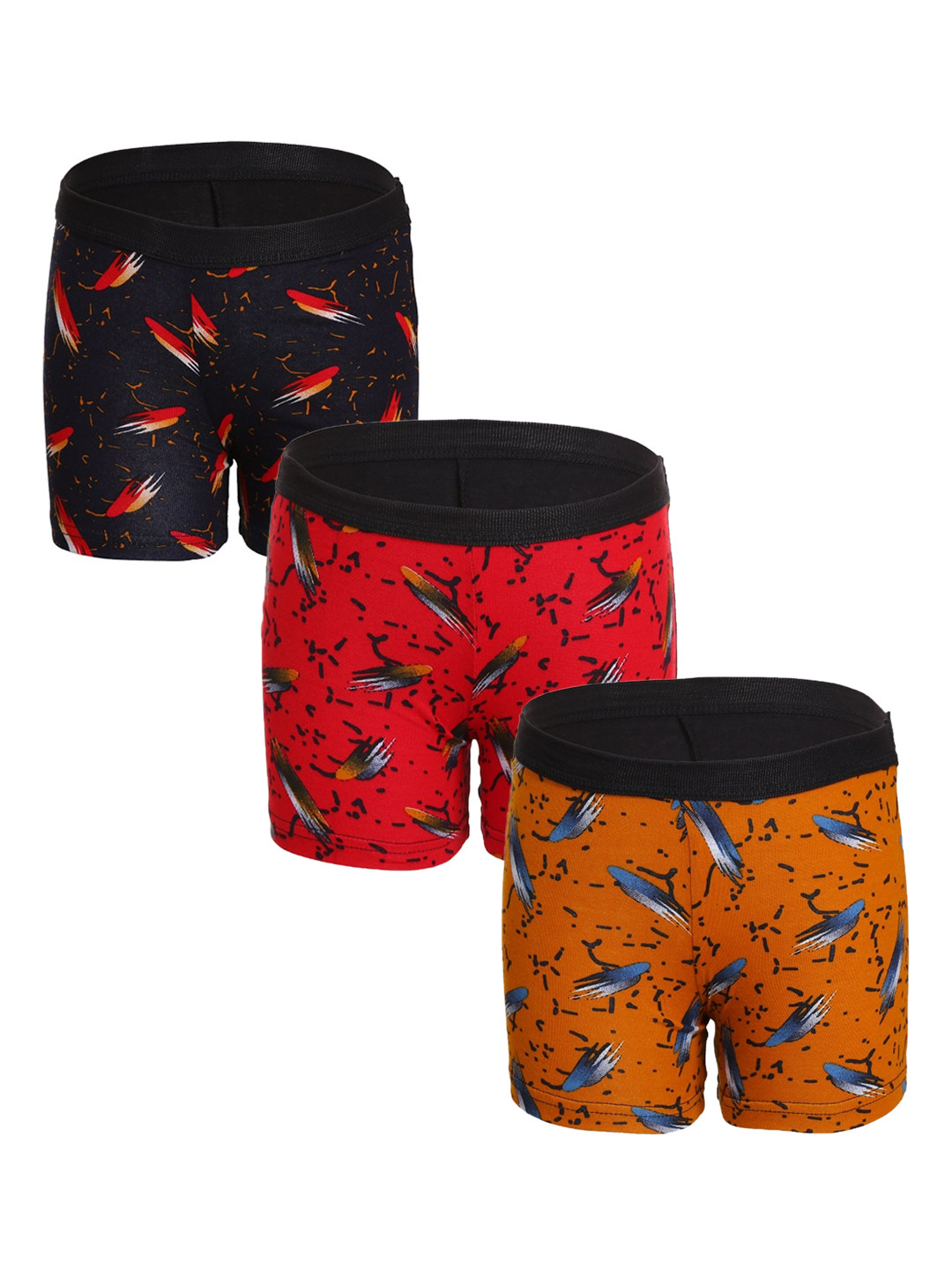 

SMARTERKIDS Unisex Kids Pack Of 3 Printed Cotton Shorts, Red