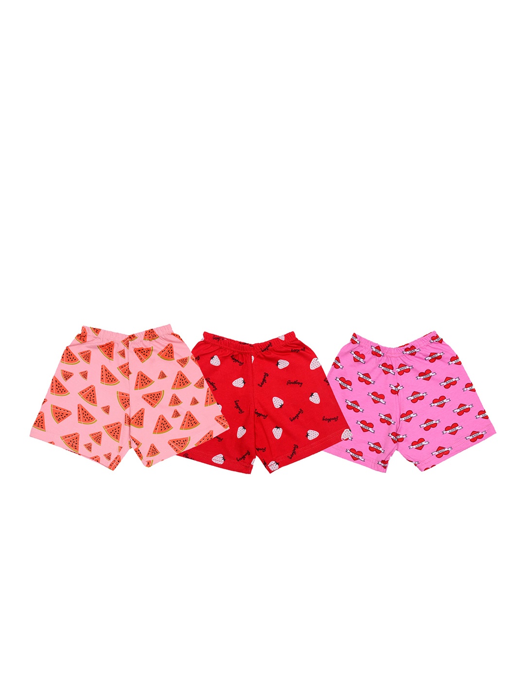 

SMARTERKIDS Kids Pack of 3 Assorted Printed Pure Cotton Cycling Shorts