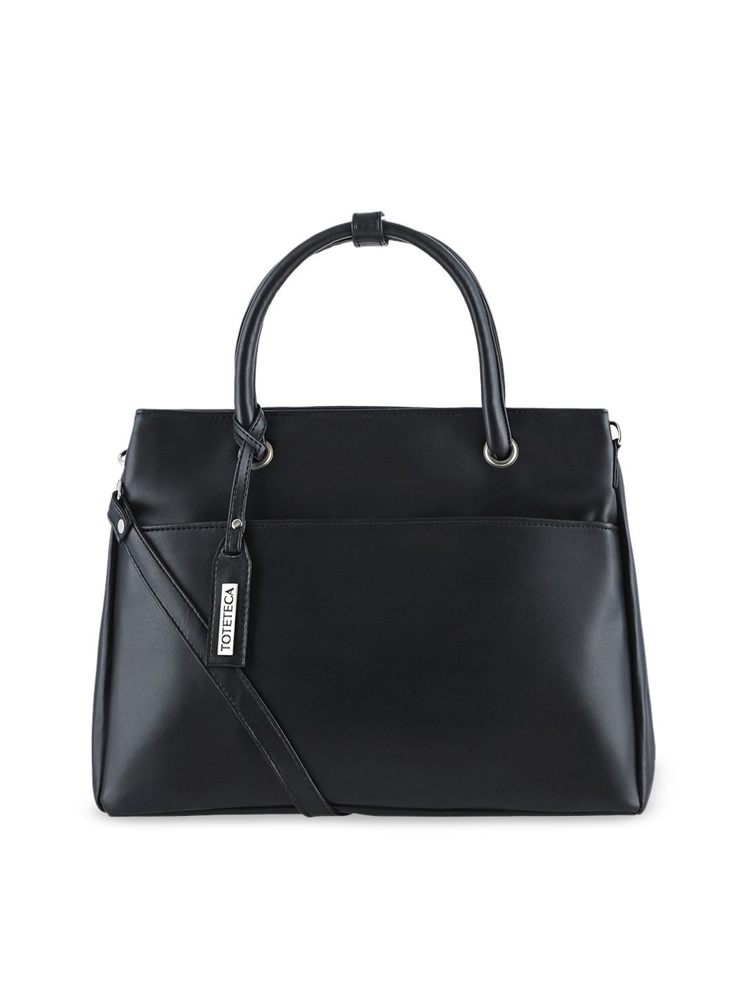 Toteteca Women Black PU Structured Handheld Bag