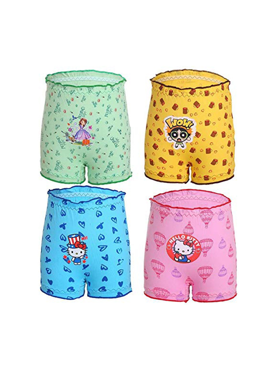 

SMARTERKIDS Girls Pack Of 4 Assorted Pure Cotton Basic Briefs