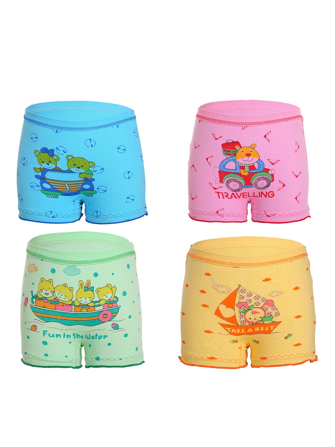 

SMARTERKIDS Unisex Kids Pack Of 4 Assorted Cotton Basic Briefs