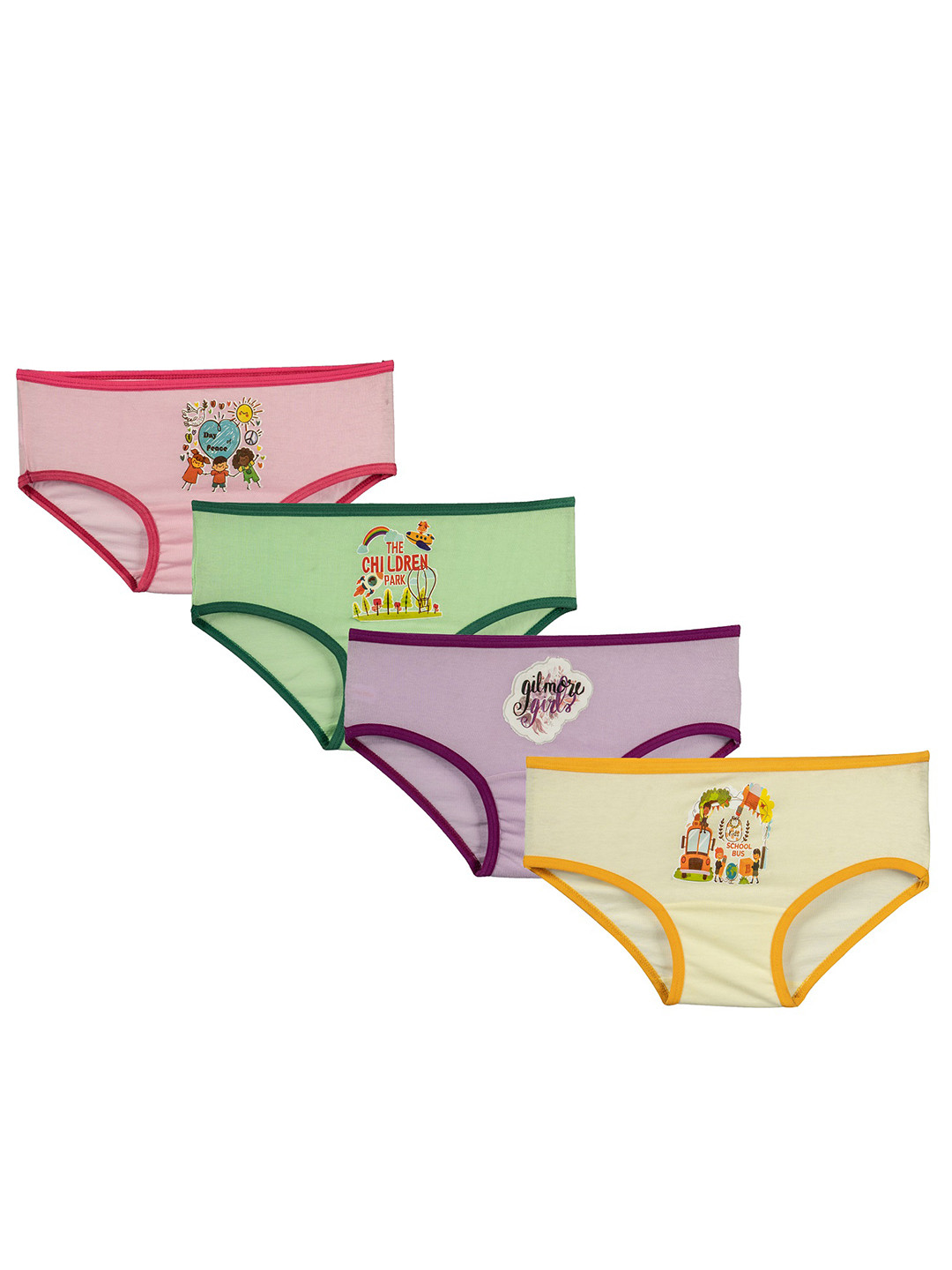 

SMARTERKIDS Girls Pack Of 4 Pure Cotton Assorted Basic Briefs